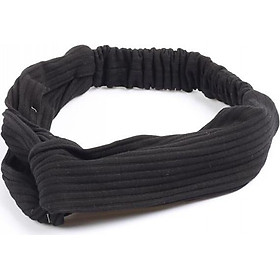 Băng đô vải cài tóc thun màu đen - mã bd085