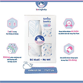 Hộp 2 khăn sợi tre lụa đa năng cho bé - Siêu thấm hút, Mềm mịn, An toàn cho da bé - kích thước 77x77cm