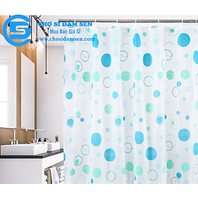 Rèm cửa nhà tắm vải PEVA mềm, mỏng, không thấm nước LOẠI DÀY 1.8x2m kèm móc treo