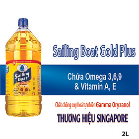 Dầu ăn cao cấp Sailing Boat Gold Plus 2L giàu Omega 3,6,9 và chất chống oxy hóa [FREESHIP]