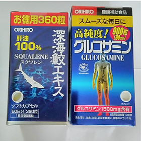 Combo 2 Hộp Thực Phẩm Chức Năng Glucosamine 1500mg, 900 viên và Sụn Vi Cá Mập 360 Viên Orihiro Nhật Bản chăm sóc sức khỏe xương khớp