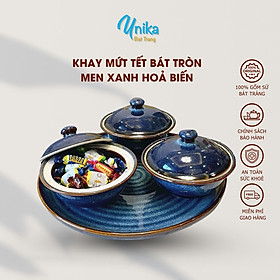 Mua Khay mứt men xanh sóng biển cao cấp Bát Tràng - Khay mứt tết cao cấp - Khay Kẹo Tết