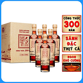 Thùng 6 chai nước Mắm Tĩn nhãn đỏ độ đạm 40N tự nhiên chai 500ml nước mắm