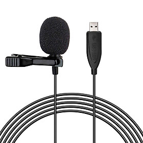 USB Lavalier Lapel Microphone Omnidirectional Clip on Collar Condenser Mic