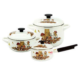 Bộ 03 nồi tráng men FUJIHORO (16cm, 20cm, 22cm) FTCV-3S, Sử dụng bếp từ