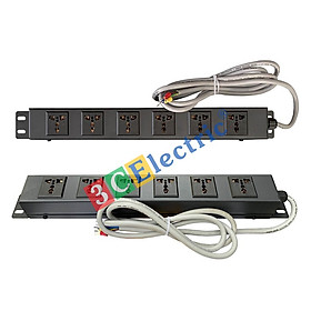 Thanh nguồn PDU 6 cổng đa năng dây dài 2,5M lắp cho tủ mạng 19