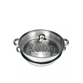 Xửng hấp 2 tầng inox 304 dùng cho bếp ga, bếp từ (33cm)