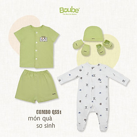 Combo SS01 quà tặng cho các em bé sơ sinh vừa chào đời Boube, Vải cotton organic thoáng mát - Size Newborn