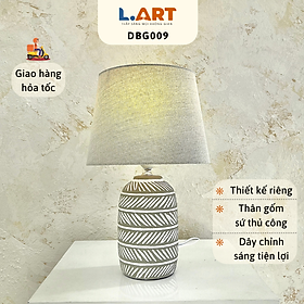 Mua Đèn ngủ gốm vintage màu xám trắng họa tiết lá DBG009