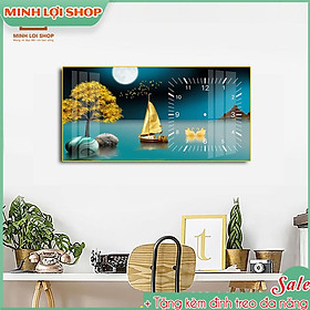 Tranh Đồng Hồ THUYỀN BIỂN HIỆN ĐẠI Treo Tường  Pha Lê Phong Cách Hiện Đại Sang Trọng Nghệ Thuật TĐH045