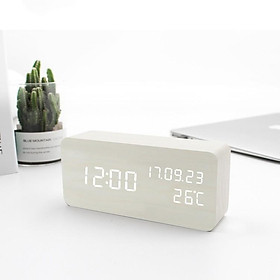 Mua Đồng hồ giả gỗ LED LAPEN hình chữ nhật để bàn độc đáo  tiện dụng đo thời gian  ngày tháng  nhiệt độ phòng