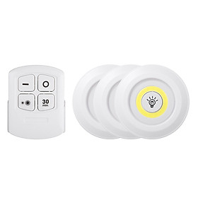 4.5v 1W COB LED Puck Light 3 Pack with Remote Controller Brightness Adjustable Wireless Dimmable Touch Sensor Control