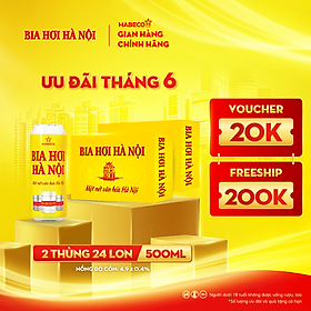 Combo 2 Thùng Bia Hơi Hà Nội - Thùng 24 lon 500ml