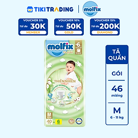 Tã/bỉm quần Molfix Thiên nhiên Jumbo M (6kg - 11kg) - Gói 40+6 miếng