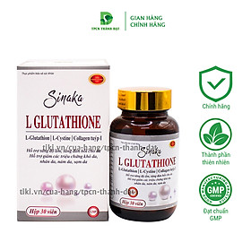 Viên uống trắng da Sinaka L Glutathione hỗ trợ giảm nếp nhăn, mờ nám, chống lão hóa da, làm sáng da - Hộp 30 viên