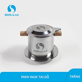 SHIN CÀ PHÊ - PHIN INOX TAI GỖ LOGO 