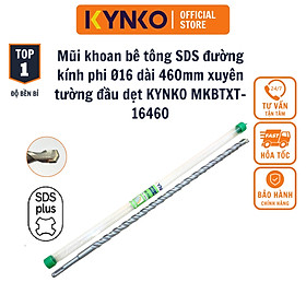Phi Ø 16 dài 460MM mũi khoan bê tông SDS xuyên tường đầu dẹt 2 cạnh KYNKO MKBTXT-16460