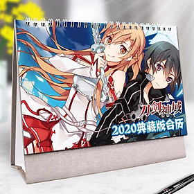 (Lịch 2020) Lịch để bàn Sword Art Online in ảnh đẹp anime chibi idols tặng ảnh thiết kế Vcone