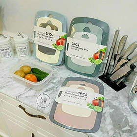 Set 3 thớt nhựa lúa mạch kháng khuẩn hàng xuất Nhật