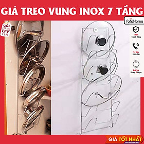 Giá Inox Treo Tường Để Vung Xoong Nồi Gía Kệ Treo Úp Nắp Vung, Nắp Nồi Bằng Inox Cao Cấp 6-7 Tầng Chống Gỉ Set, Mối Hàn Chắc Chắn Đường Nét Sắc Xảo