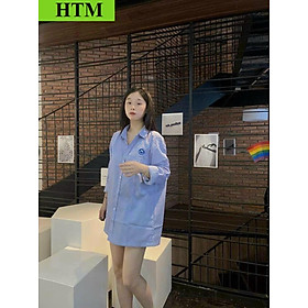 Áo Sơ Mi Nữ Siêu Đẹp Hình In Mặt Cười Siêu Chất Form Rộng Đẹp Trẻ Trung Chất Liệu Vải Thoáng Mát Hàng Hot Trend HTM FASHION - Xanh Dương
