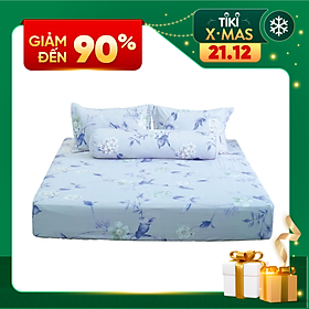 Bộ ga chun Microfiber Xám In Hoa Everon Lite ELM202 (4 món)
