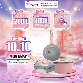 Mua Bộ nồi chảo chống dính Ceramic đáy 6 lớp ăn dặm cho bé La gourmet Baby set màu hồng - sử dụng được tất cả loại bếp - 417893