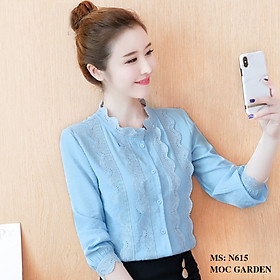 Áo Sơ Mi Công Sở Mộc Garden N615 Phối Ren Hành Chính 40-65kg