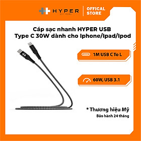 CÁP SẠC NHANH 20W HYPERDRIVE TOUGH 1M MFI cho SMART PHONE HD-CLB513 - HÀNG CHÍNH HÃNG