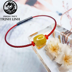 VÒNG TAY LU THỐNG MÀU VÀNG BÌNH AN - TÀI LỘC DÂY THÉP ĐỎ CAO CẤP
