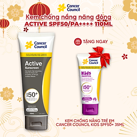 Kem chống nắng năng động Cancer Council Active SPF 50+/PA ++++ 110ml