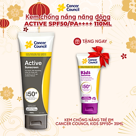 Kem chống nắng năng động Cancer Council Active SPF 50PA  110ml