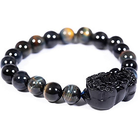 Vòng tay đá Mắt Hổ Xanh mix Tỳ hưu Obsidian VietGemstones