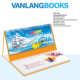 Lịch Bàn 2026 Vanlangbooks - Thuận Buồm Xuôi Gió  Kèm Note 52 Tuần Tiện Lợi - Vllb18B - Màu Cam