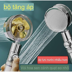 Đầu Vòi Hoa Sen Tăng Áp Cánh Quạt Đầu Xoay 360 độ Có Nút Nhấn Tắt Nước