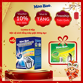 Combo 6 Hộp Bột Tẩy Vệ Sinh Lồng Máy Giặt Mao Bao 306g