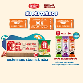 Yến Việt - Cháo dinh dưỡng Ngon Lành gà hầm, bổ sung chất xơ, không bột ngọt, chất bảo quản, thùng 30 gói x 50g