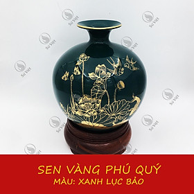 Mua Bình Hút Lộc Vẽ Vàng Bát Tràng Sen Vàng Phú Quý