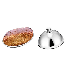 2Pcs Stainless Steel Food Cover Cloche Plate Domed Cover Dish And Bread Tray