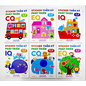 Bộ sách  “STICKER THẦN KỲ PHÁT TRIỂN IQ -  EQ – CQ. Trọn bộ 6 cuốn. Dành cho trẻ từ 2-5 tuổi. Tặng tranh cát cho bé