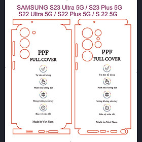 Miếng Dán dẻo PPF full viền dành cho SAMSUNG S23 Ultra/ S23 plus/ S23/ S22 Ultra/ S22 plus/ S22