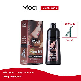 Dầu gội phủ bạc Mochi Nhật Bản (Lược chải & vòi nhấn). Dầu gội nhuộm tóc thảo dược ngay tại nhà