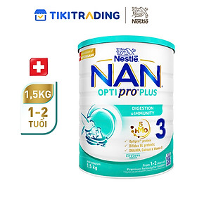 Sữa bột Nestlé NAN OPTIPRO PLUS 3 1500g/lon với 5HMO (1-2 tuổi)