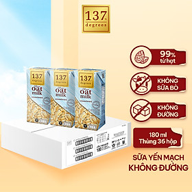 [THÙNG 36 HỘP 180ML] Thùng Sữa Hạt Yến Mạch Không Đường 137 DEGREES Thái Lan Healthy Chính Hãng
