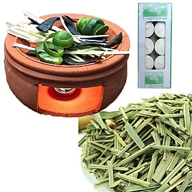 Combo bếp đốt thảo mộc bồ kết +200gr sả + 10 viên nến