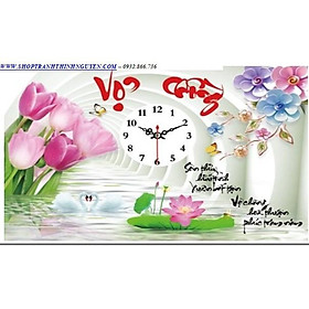 Tranh đính đá đồng hồ vợ chồng -YN5387