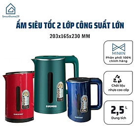 Ấm Siêu Tốc 2 Lớp Cuckoo MINIIN- Ấm Đun Nước Siêu Tốc Công Suất Lớn 1500W Dung Tích 2.5L - Hàng Chính Hãng Loại 1