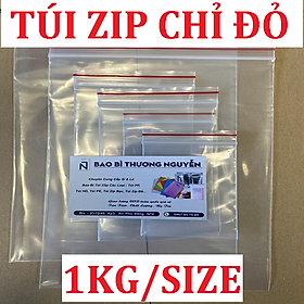 1Kg Zip Viền chỉ đỏ đựng thực phẩm, Bột, Linh Kiện tiện dụng, Khóa Zipper Chắc Kín Hơi, Túi dày đẹp chất lượng, Bao Bì Thương Nguyễn