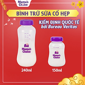Bình Trữ Sữa Cổ Hẹp Mama's Choice 150ml–240ml, Bình Đựng Sữa Mẹ Tương Thích Máy Hút Sữa Medela, Unimom, Real Bubee, Ameda