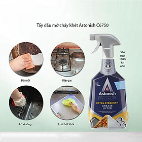 Bình xịt tẩy dầu mỡ và cháy khét Astonish C6750 750ml nhập khẩu từ Anh Quốc loại bỏ mạnh mẽ các vết bẩn dầu mỡ cháy khét trên đồ dùng nhà bếp